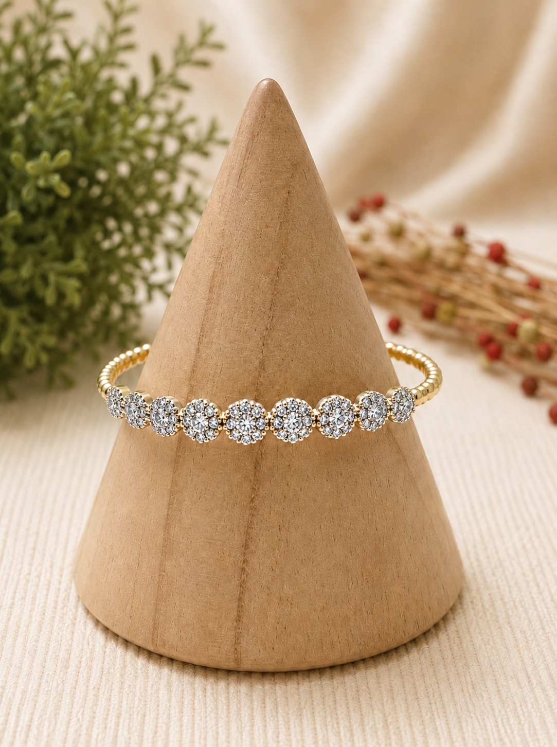 MJ Gold-Plated Halo Grace Open Bracelet