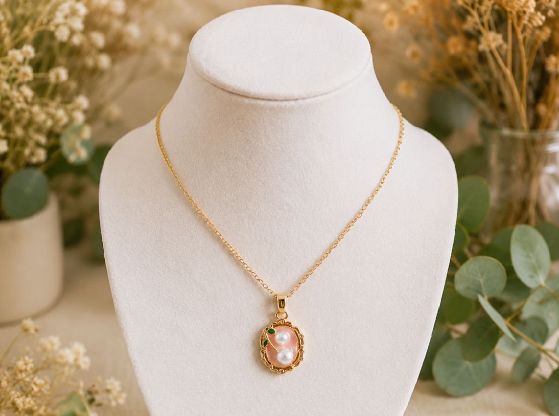 MJ Pearl Blush Rose Necklace