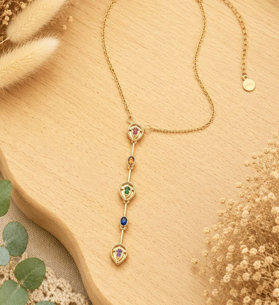 MJ Gold-Plated Color Cascade Drop Necklace - Image 2