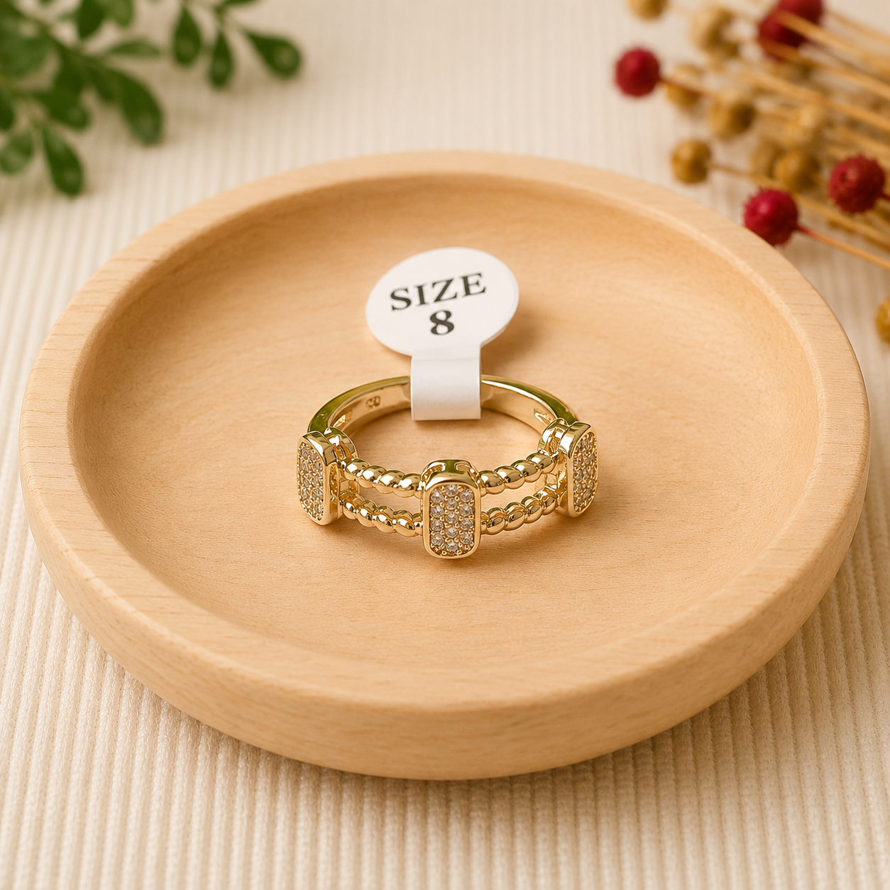 MJ Gold-Plated Regal Link Ring (size 8) - Image 2