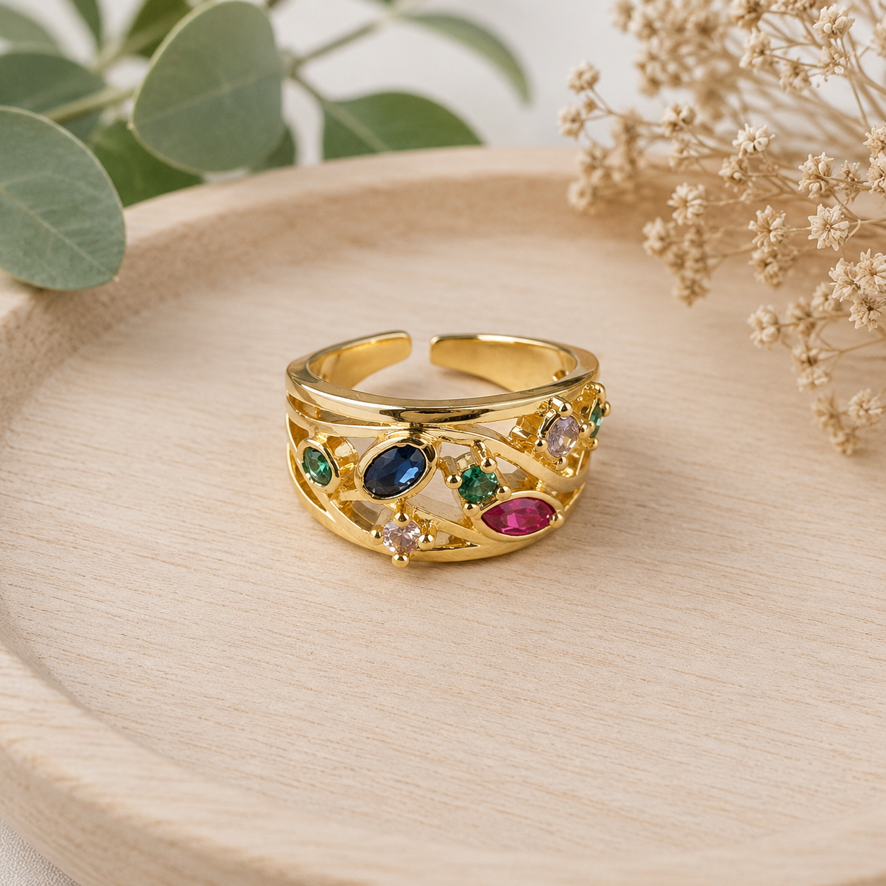 MJ Gold-Plated Starlit Mosaic Ring