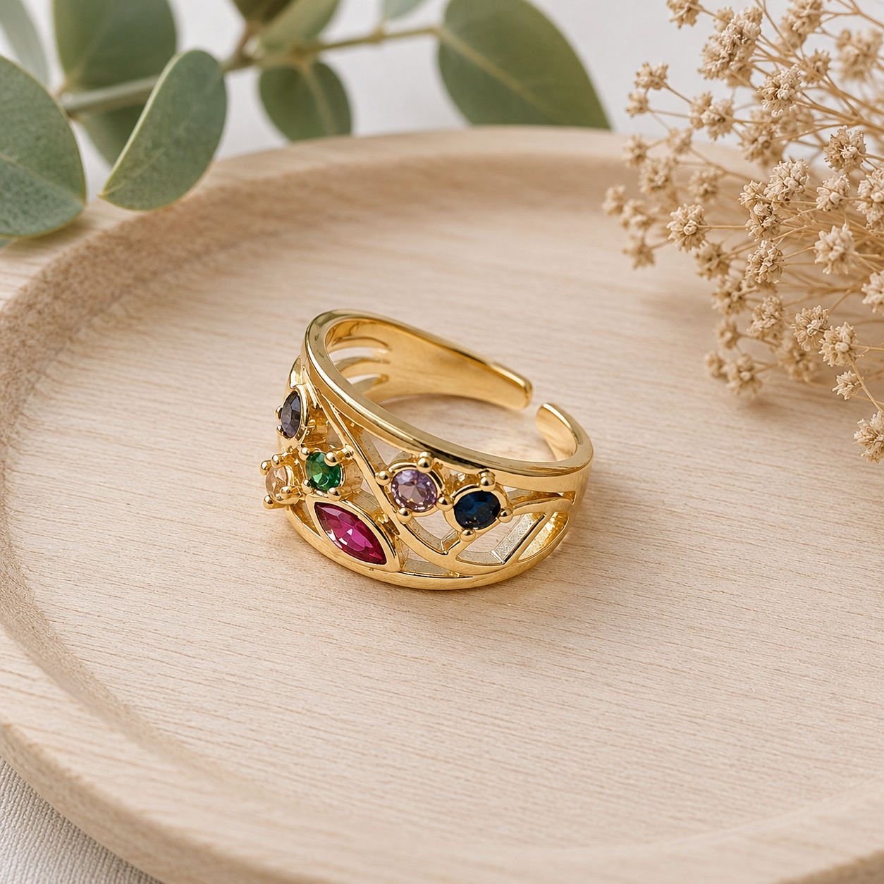 MJ Gold-Plated Starlit Mosaic Ring - Image 2