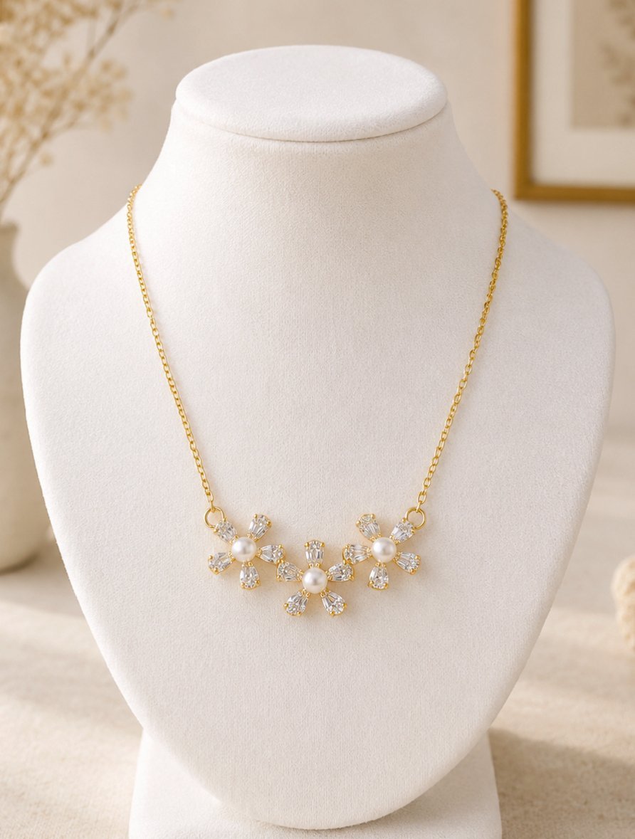 MJ Crystal Daisy Necklace - Image 2