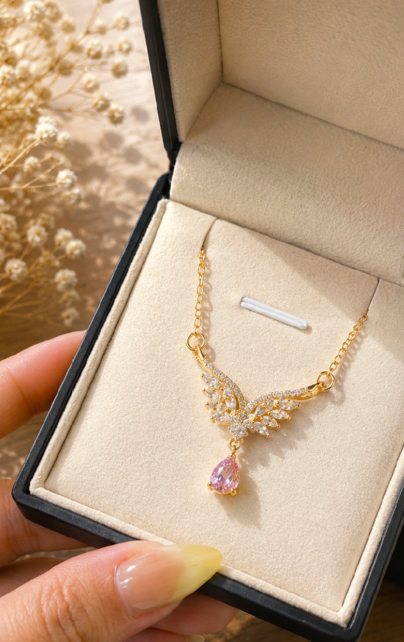 MJ Angel Wings Crystal Necklace - Image 2