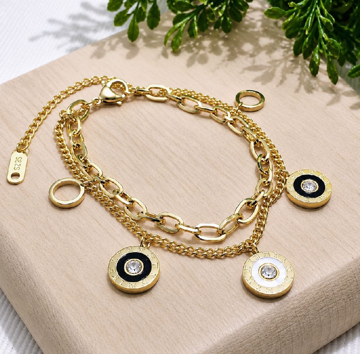 MJ Layered Charm Chain Bracelet - Image 2