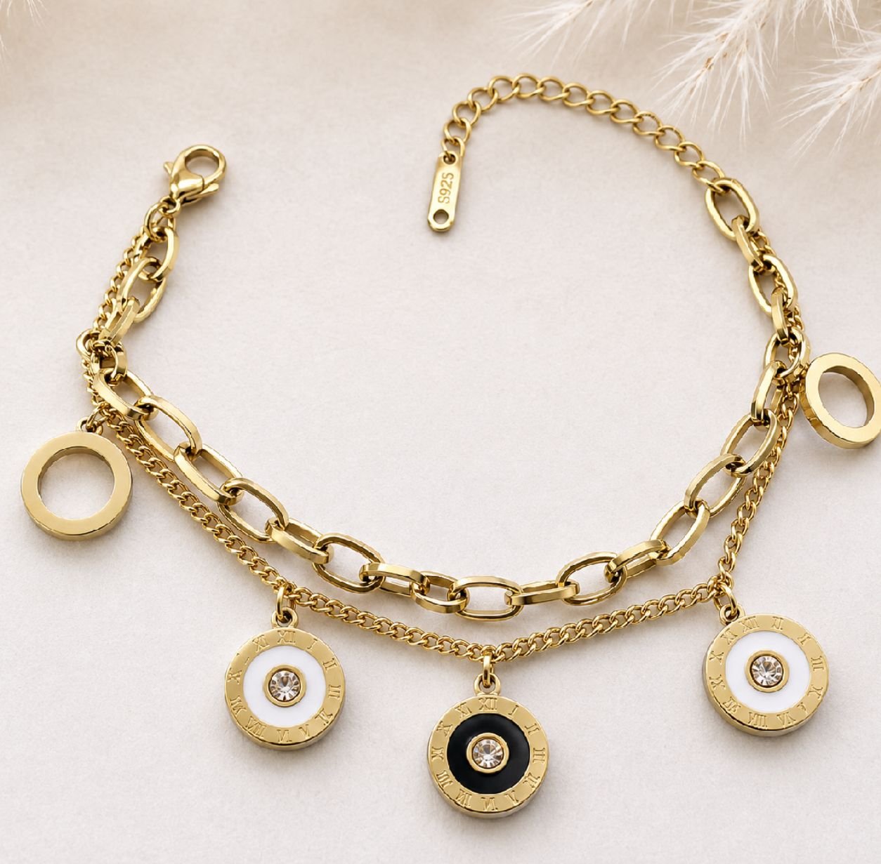 MJ Layered Charm Chain Bracelet