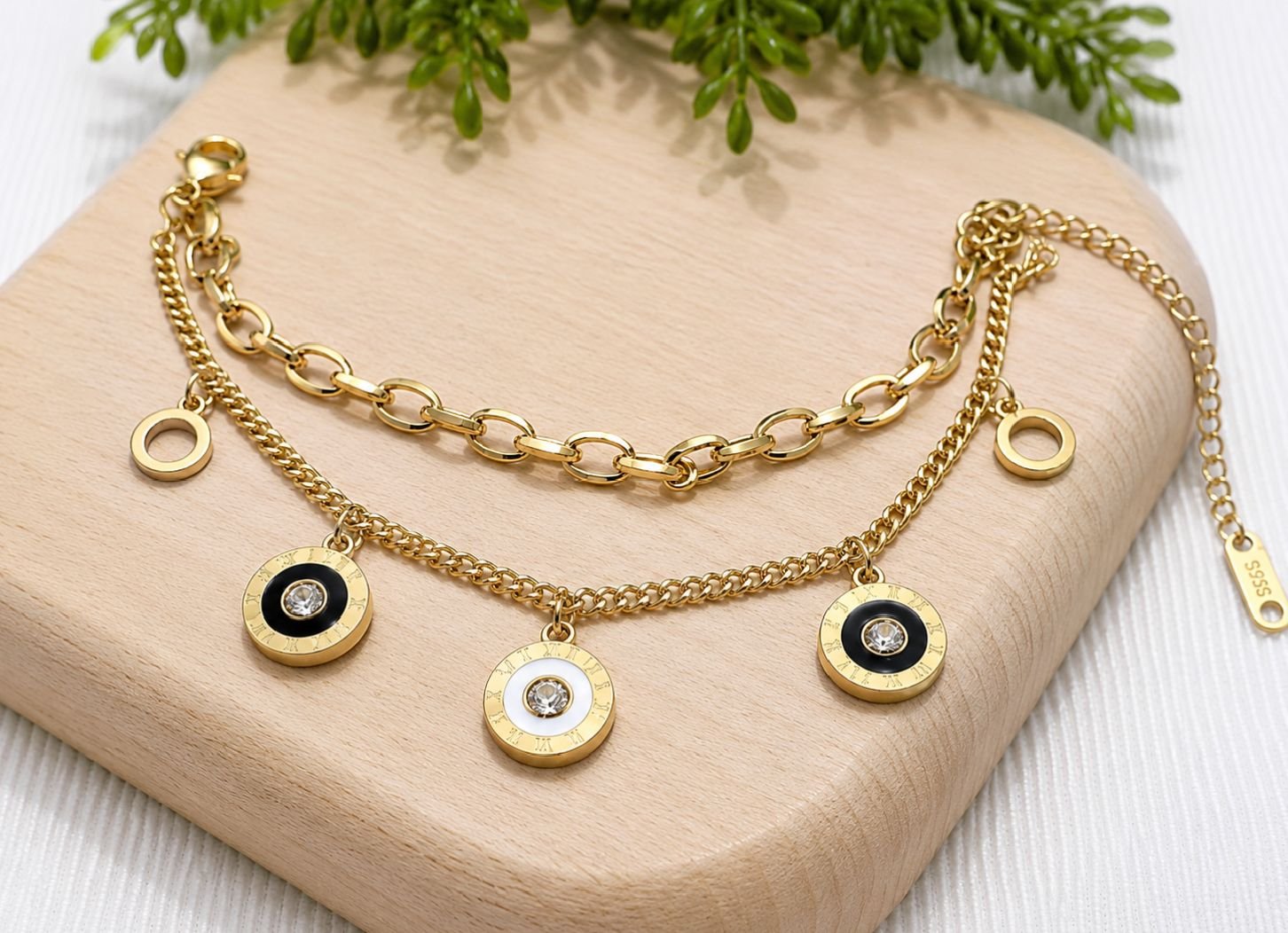 MJ Layered Charm Chain Bracelet - Image 3