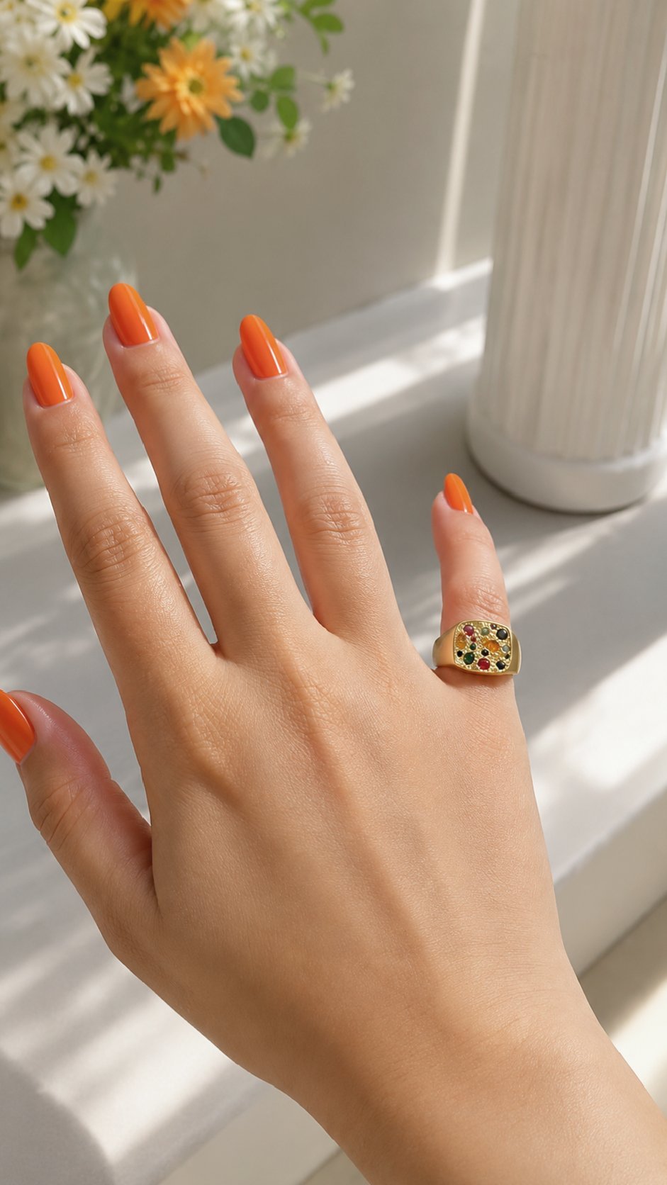 MJ Gold-Plated Colorful Pinky Ring