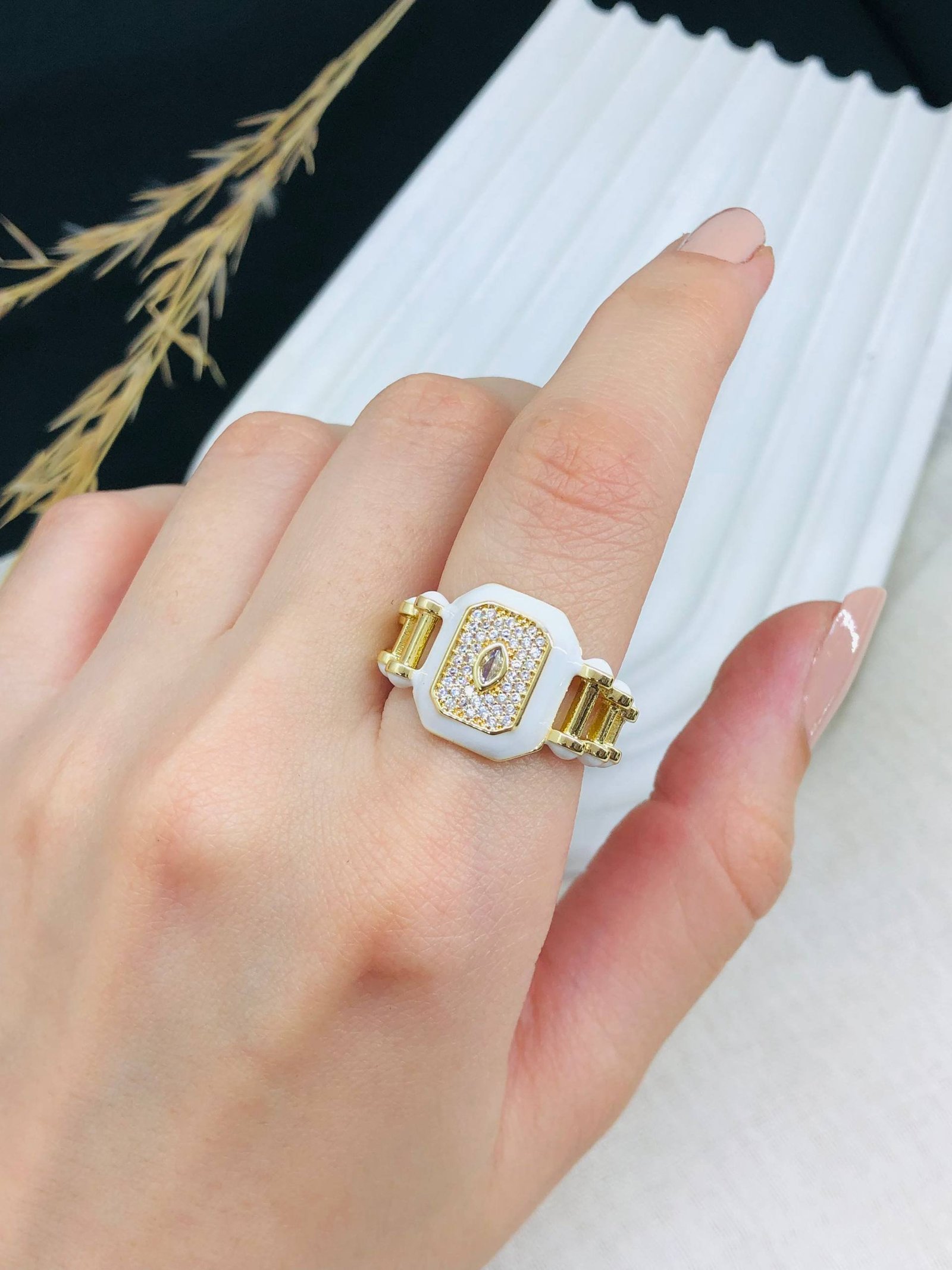 MJ Gold-Plated Ivory Luxe Ring
