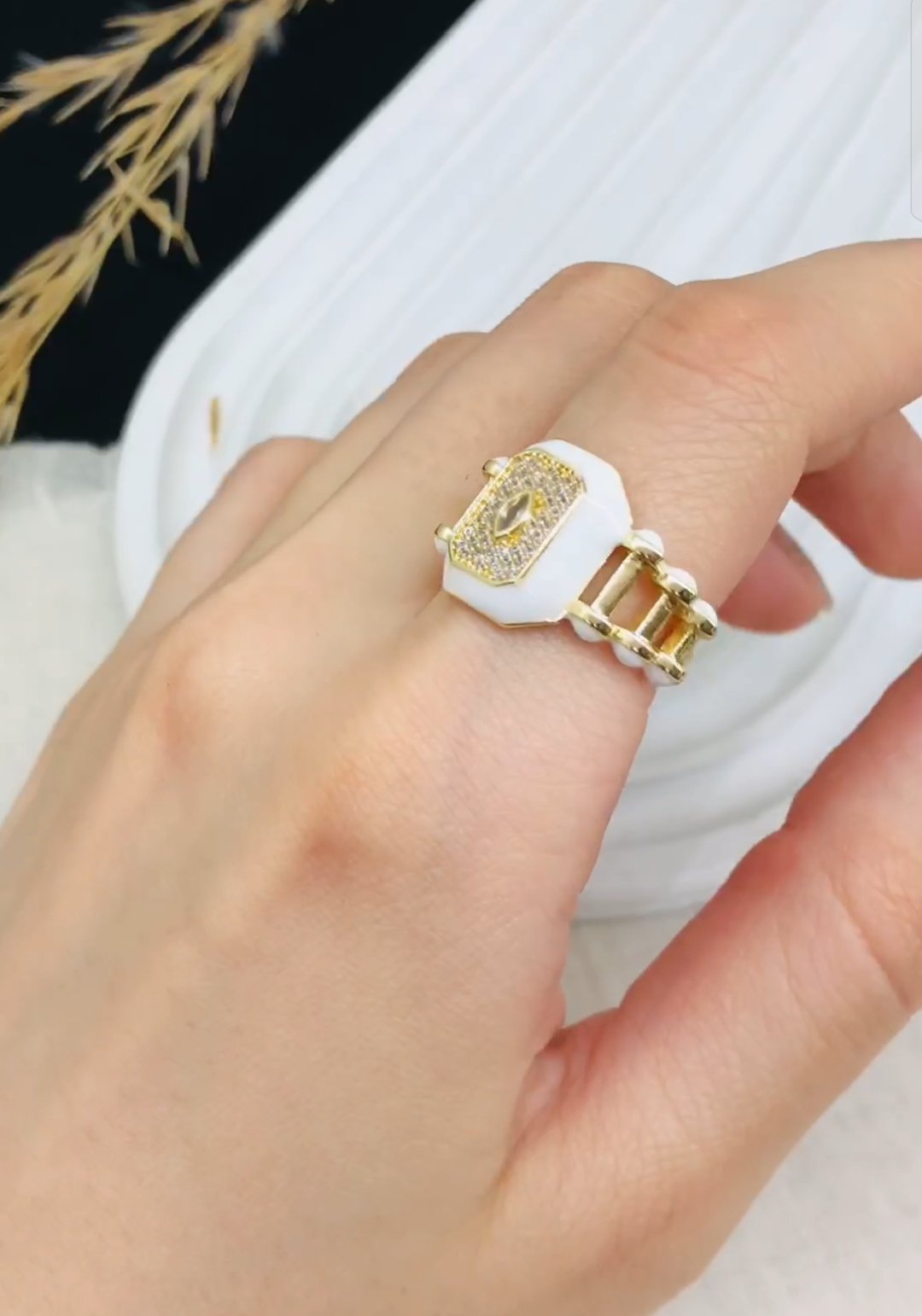 MJ Gold-Plated Ivory Luxe Ring - Image 2